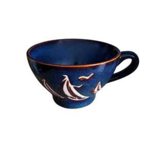 Bolée avec anse voiliers bleue