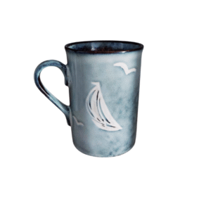 Mug gris avec voiliers