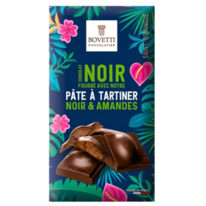 Chocolat noir bio fourrage pâte à tartiner noir et amandes